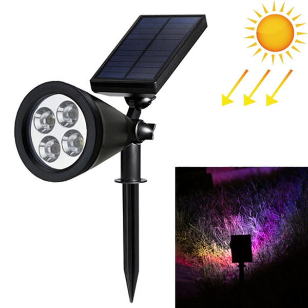 4 LEDs Solar Powered Lawn Spotlight IP65 Waterproof Outdoor Garden Landscape Lamp