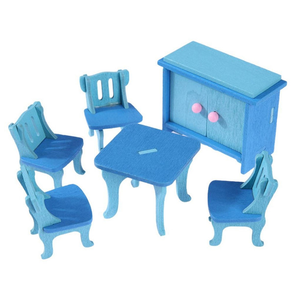 Simulation Miniature Wooden Furniture Kids Toys Doll House Set