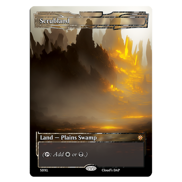 Scrubland, Dual Land, Staple, Land, black, white, swamp, plains