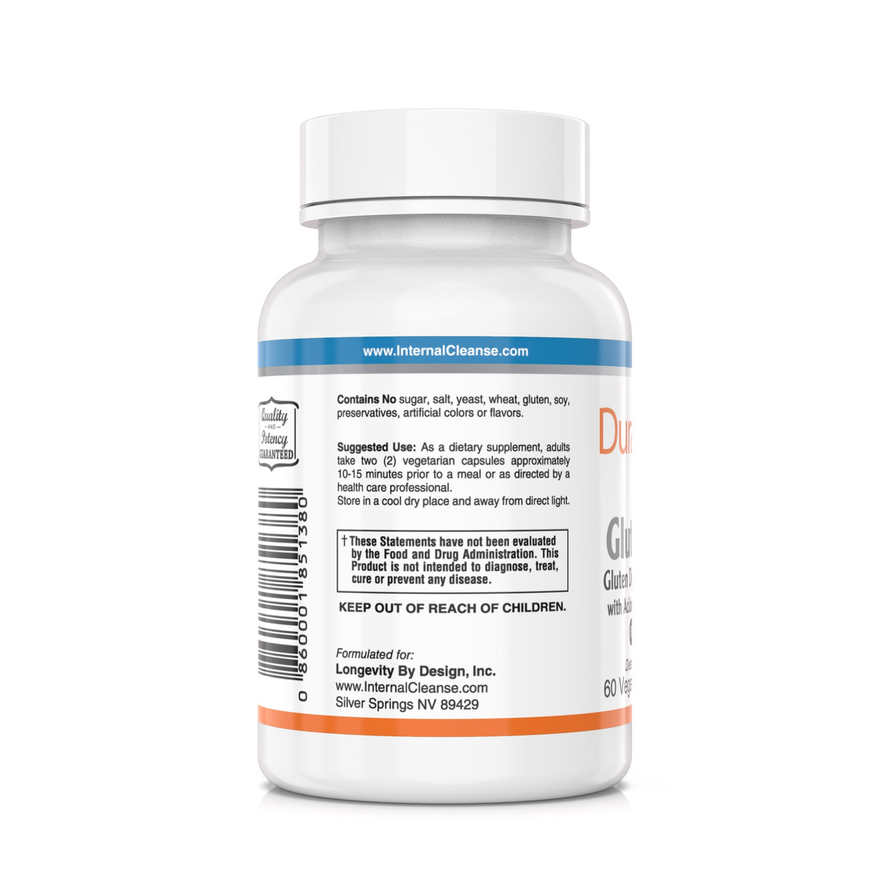 DuraDetox® Gluten Aid - Digestive Enzymes with Probiotics & Prebiotics designed to support the digestion of gluten found in wheat, rye and other gluten containing grains* (GlutenADE)