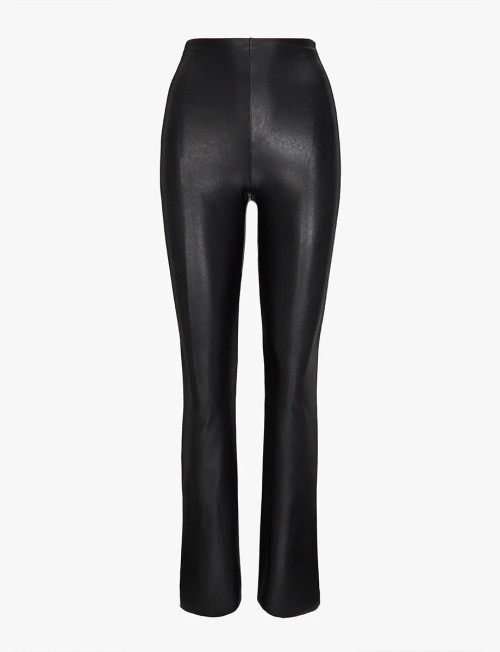 Faux Leather Flare Legging_ Black