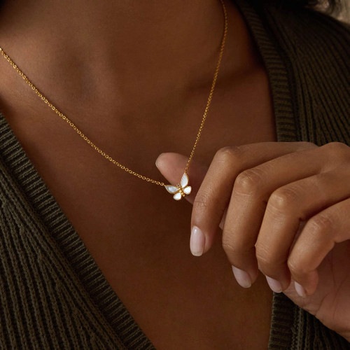 Renewed Hope Pearl Butterfly Necklace