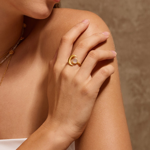 Cradled in Light Moonstone Ring