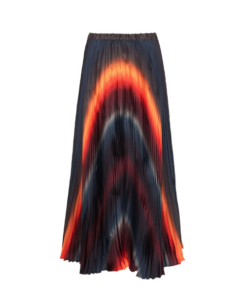 Long Pleated Skirt_ Vivid Orange