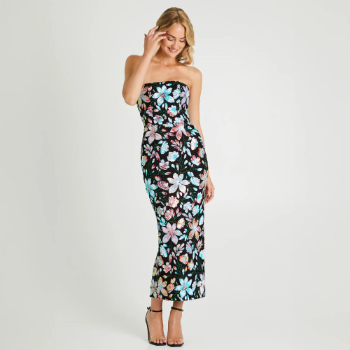 Leslie Dress_ Turquoise Black Floral