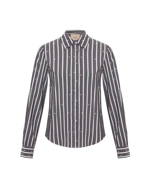 Echo Mix Stripe Pearly Shirt_ Charcoal