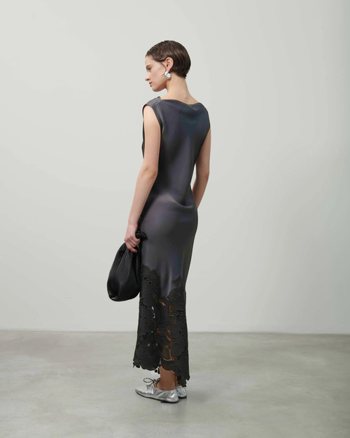 Satin and Lace Dress_ Taffarel Grey