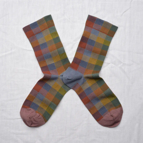 Blue-grey Checkered Sock