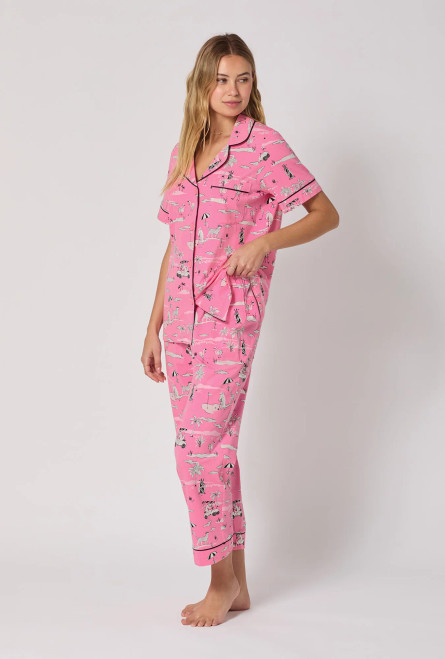 Putting Pink Short Sleeve Cropped Pant Set