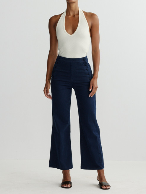 Karmine Refined Wide Leg_ Navy Twill