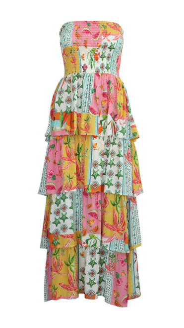 Strapless Tier Maxi_ French Pink