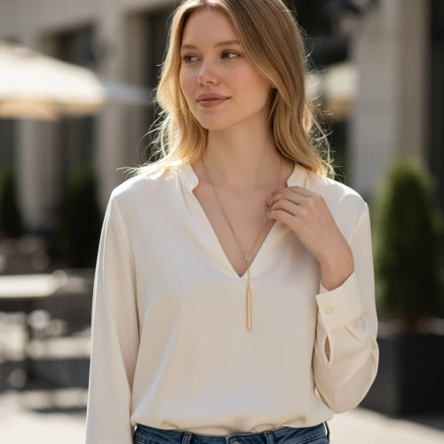 Colette Hammered Lariat Necklace_ Gold