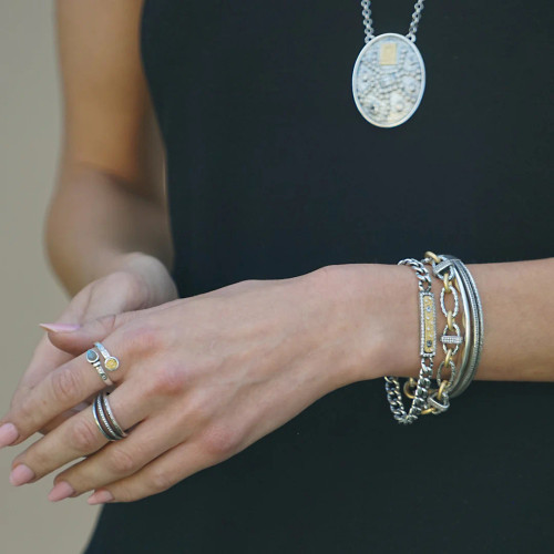 Lumiere Pave Bangle_ Vintage Silver