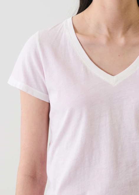 Reverse Spray Pima Cotton Vneck T-Shirt_ Orchid