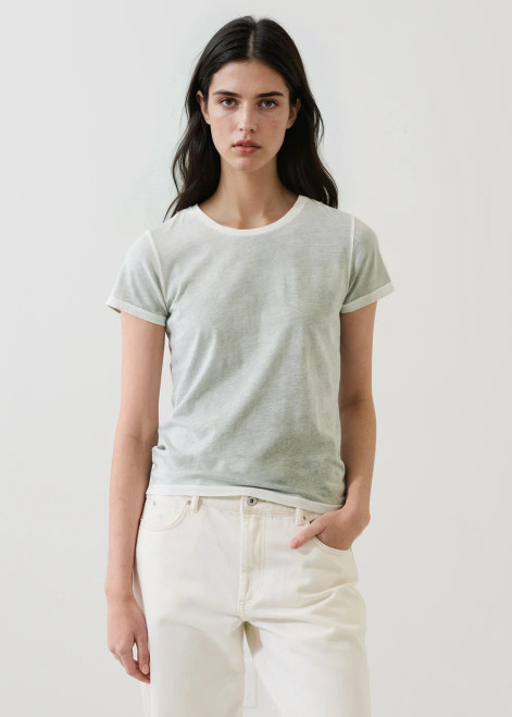 Reverse Spray Pima Cotton Crew T-Shirt_ Cactus