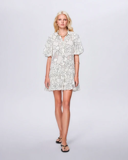 Ourania Puff Sleeve Shirtdress_ Ivory