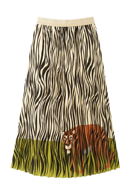 Hidden Tiger Pleated Skirt