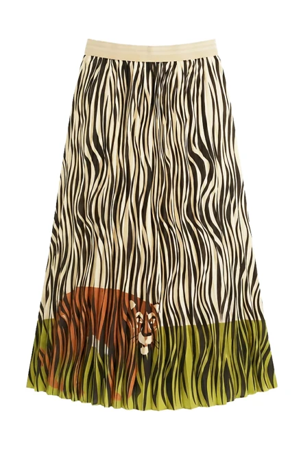 Hidden Tiger Pleated Skirt