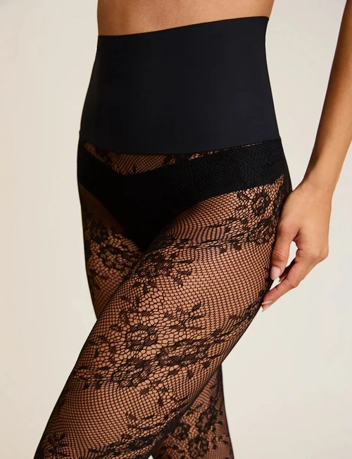 Floral Net Tights_ Black