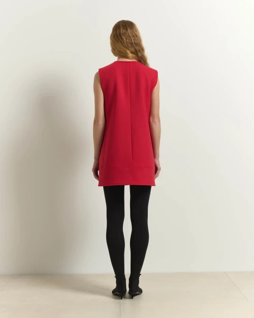 Sleeveless Shift Dress_ Red