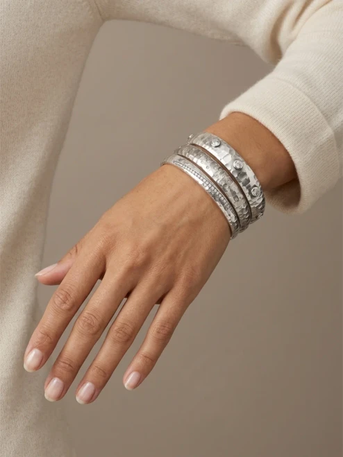 Bianca Pave Bangle_ Vintage Silver