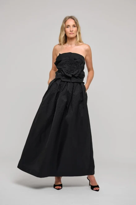 Anonasdea Skirt_ Black Taffeta Emb