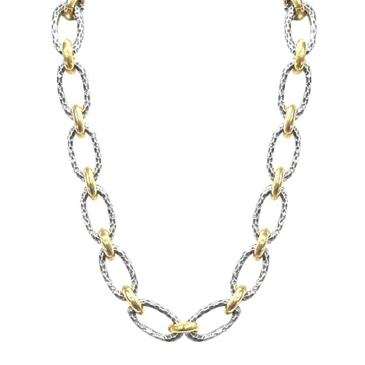 Two Tone Ravelle Hammered Chain Necklace