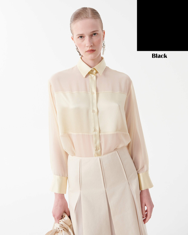 Satin Shirt with Georgette Detail