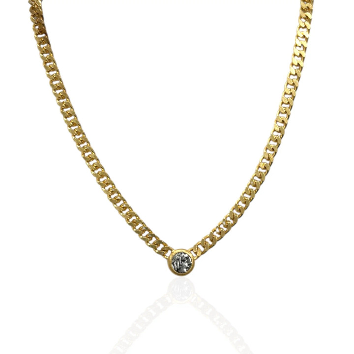 Mini Olena Coin Necklace_ Gold