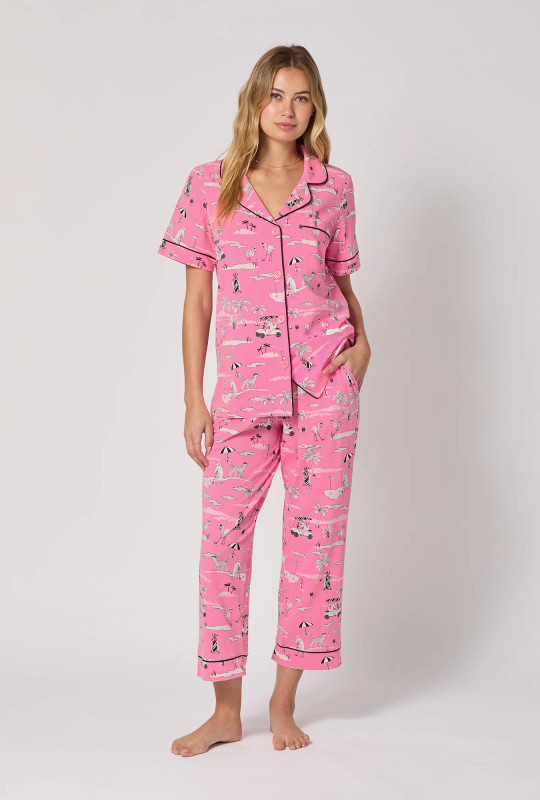 Putting Pink Short Sleeve Cropped Pant Set