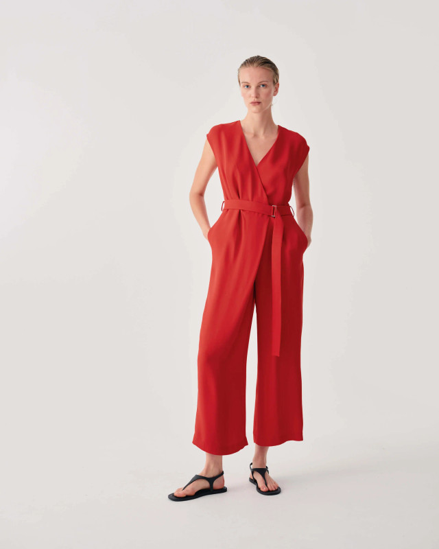 Belted Jumpsuit_ Goji Berry