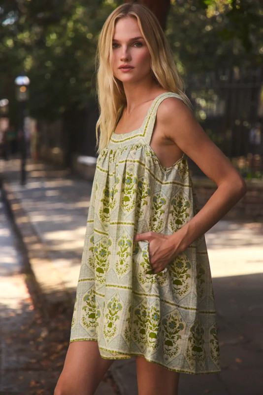 Tipper Dress_ Green Trellis