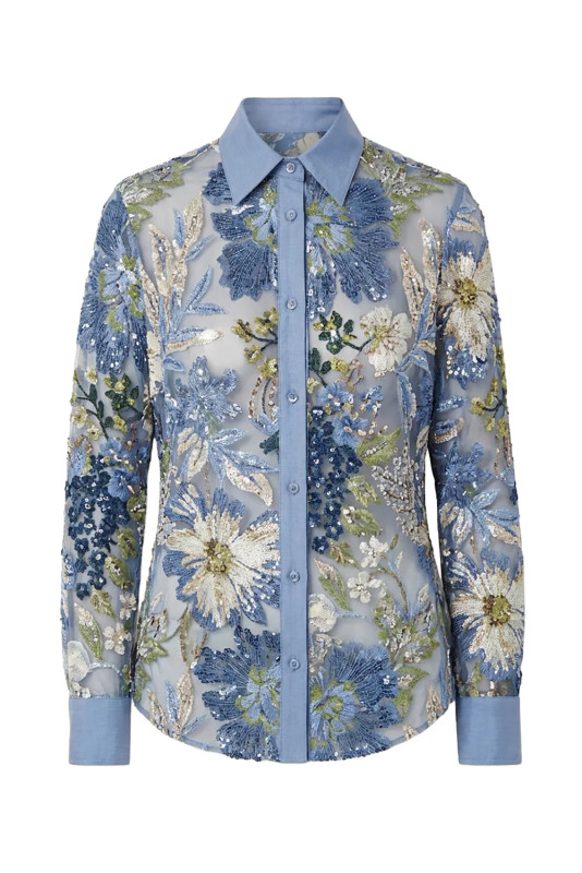 Blue Sky Shirt_ Floral Sequins