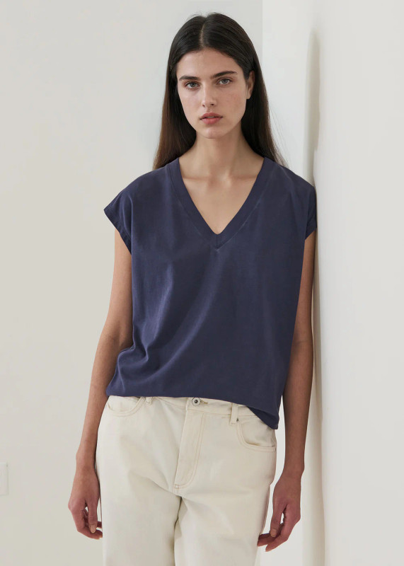 Iconic Sublime Vneck Dolman Tee_ Mood Indigo