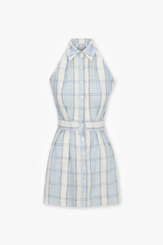 Domino Mini Dress_ Blue Plaid