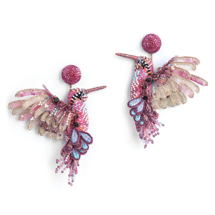 Hummingbird Earrings_ Fuchsia