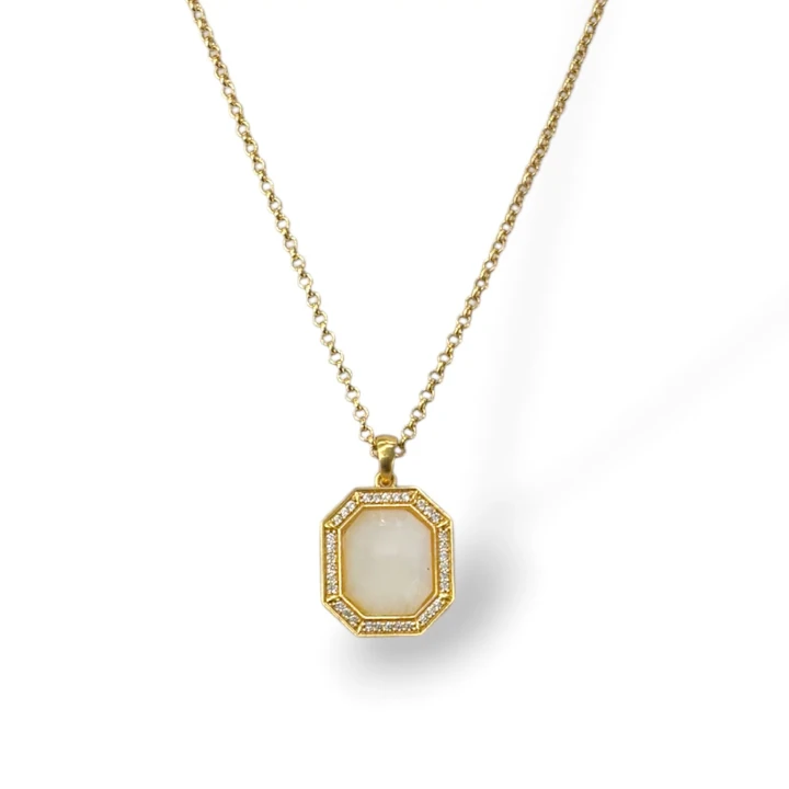 Gold Rainbow Moonstone Aster Necklace