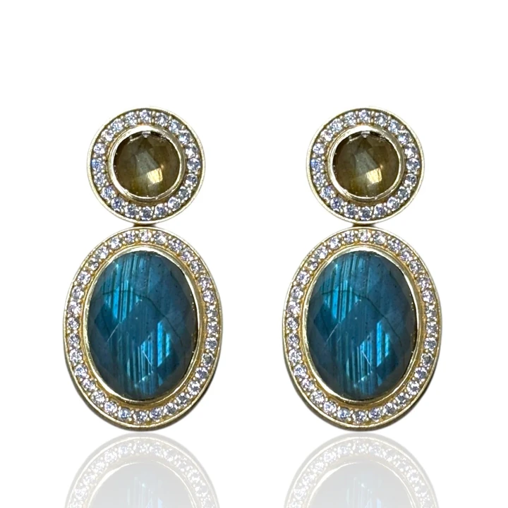 Gold Labradorite Stud & Removable Drop Forte Earring