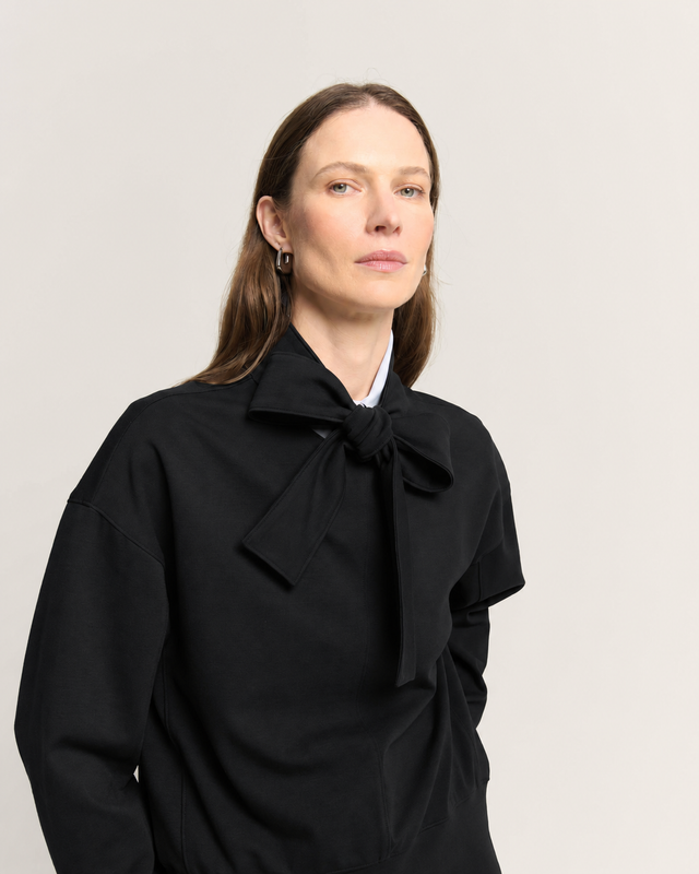 Bow Neck Sweatshirt_ Black