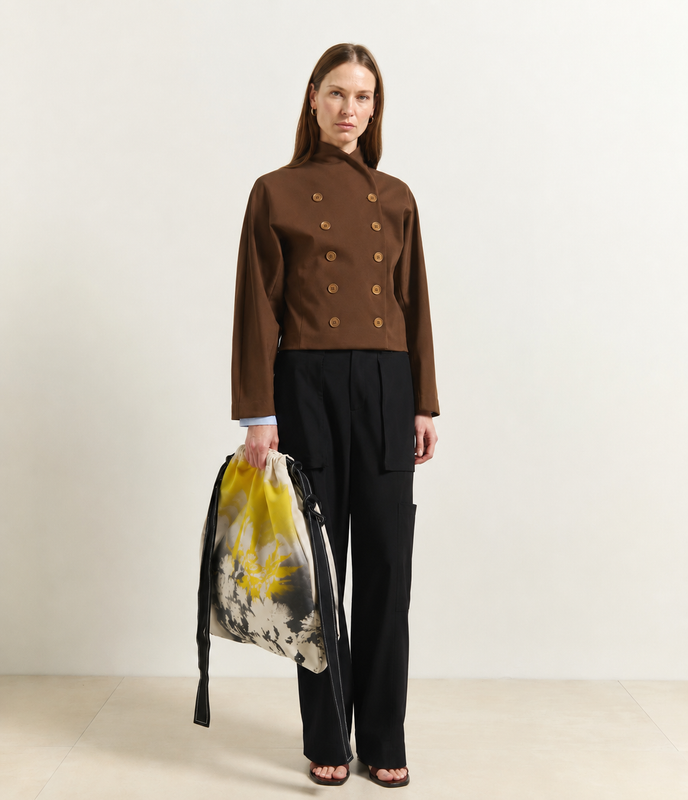 Double-breasted Kimono Jacket_ Bitter Chocolate