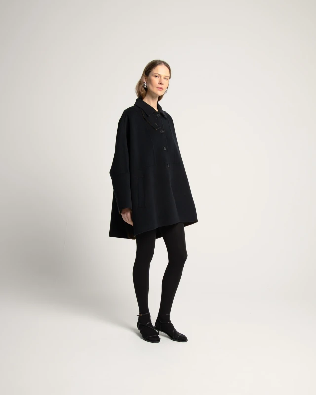 Double Cloth Cape_ Dark Blue