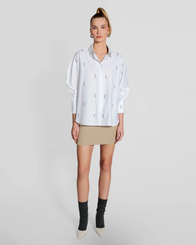 Echo Crystal Studded Shirt_ White