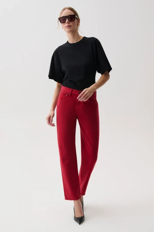 Lexi Mid Rise Bowed Straight_ Savvy Red