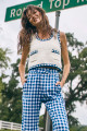 Clover Sweater Tank_ White Blue