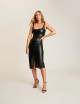 Faux Leather Midi Tank Dress_ Black