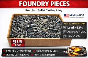 Foundry Pieces Bullet Casting Alloy – 9 LB Box | High Antimony Lead Alloy | Made in USA