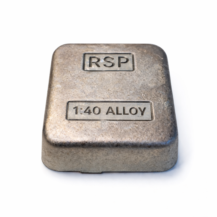 1 to 40 Bullet Alloy, 2-pound ingot, (97.5% Lead/ 2.5% Tin)