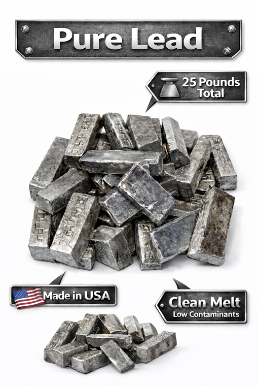25 lb Pure Lead Mini Ingots – 99.9% Lead | Made in USA