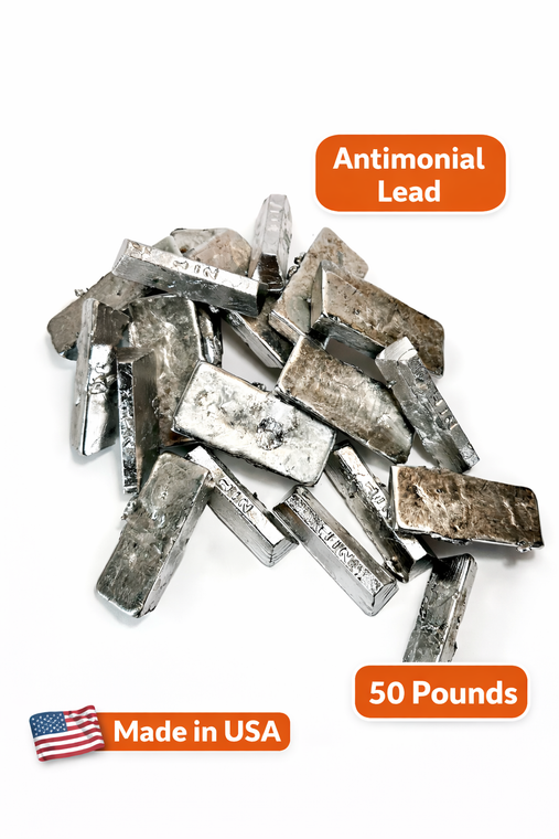 50 lb Hard Lead Mini Ingots – 2-4% Antimony Alloy | Bullet Casting Alloy | Made in USA
