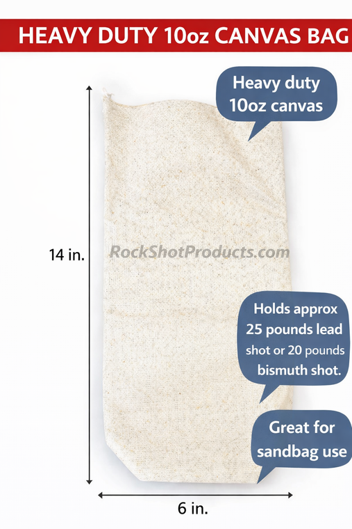 Heavy Duty Duck Canvas Shot Bags – (8 Pack) – 6" x 14" Lead Shot Storage Bags – FREE Bag Ties Included